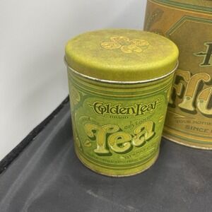 VTG 1977 Fluffy Brand Ballonoff Canister Set Flour Tea Sugar Coffee Nesting Tins